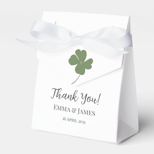 Modern Green Irish Four Leaf Clover Hartelijk dank Bedankdoosjes (Voorkant Zijde)