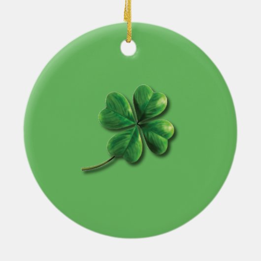 Modern Green Irish Shamrock Keramisch Ornament (Achterkant)