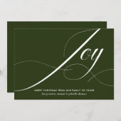 Modern Green Joy-kerstscript Feestdagenkaart (Voorkant / Achterkant)