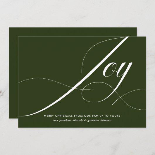 Modern Green Joy-kerstscript Feestdagenkaart (Voorkant / Achterkant)