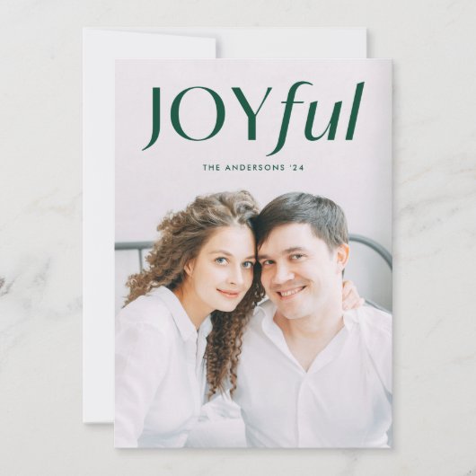 Modern Green Joyful-foto Feestdagenkaart (Voorkant)