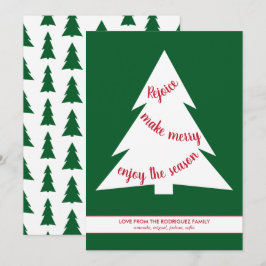 Modern Green Kerstbomen Holiday Script Feestdagenkaart