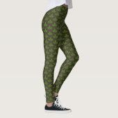 Modern Green Laurel Leaf Pattern op Brown Leggings (Rechts)