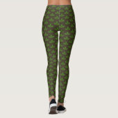 Modern Green Laurel Leaf Pattern op Brown Leggings (Achterkant)
