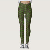 Modern Green Laurel Leaf Pattern op Brown Leggings (Voorkant)