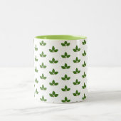 Modern Green Laurel Leaf Pattern Tweekleurige Koffiemok (Center)