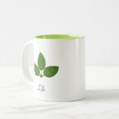 Modern Green Laurel Leaf Tweekleurige Koffiemok (Voorkant links)