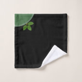 Modern Green Laurel Leaves op Black Bad Handdoek (Wasdoekje)