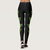 Modern Green Laurel Leaves op Black Leggings (Achterkant)