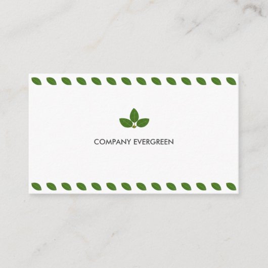 Modern Green Laurel Leaves over White Visitekaartje (Voorkant)