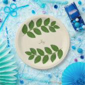 Modern Green Laurel Leaves Papieren Bordje (Feest)