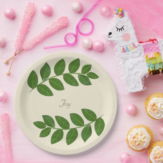 Modern Green Laurel Leaves Papieren Bordje (Feest)