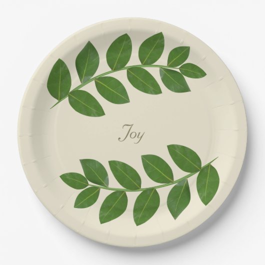 Modern Green Laurel Leaves Papieren Bordje (Voorkant)
