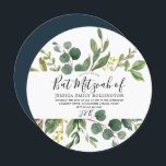 Modern Green Leaf Bat Mitzvah of Bar Mitzvah Kaart<br><div class="desc">Modern Green Leaf Bat Mitzvah of Bar Mitzvah Invitation Beauful Burgundy Flowers</div>