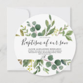 Modern Green Leaf Boy of Girl Baptism Christening Kaart (Voorkant)