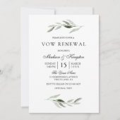 Modern Green Leaf Elegant Vow Renewal Invite Kaart (Voorkant)