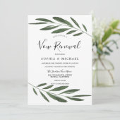 Modern Green Leaf Elegant Vow Renewal Kaart (Staand voorkant)