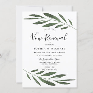 Modern Green Leaf Elegant Vow Renewal Kaart