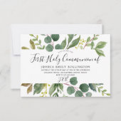 Modern Green Leaf First Heilige Communie Kaart (Voorkant)