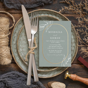 Modern Green Leaf Garden Wedding Kaart