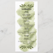 Modern Green Leaf Minimalist Wedding Program Programmakaart (Achterkant)
