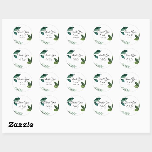 Modern Green Leaf Ronde Sticker (Vel)