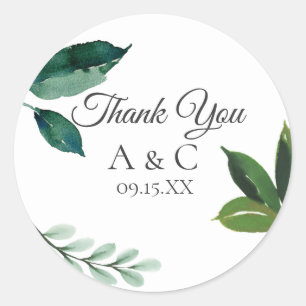 Modern Green Leaf Ronde Sticker