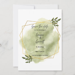 Modern Green Leaf Save the Date Kaart