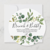 Modern Green Leaf Vrijgezellenfeest Brunch & Bubbl Kaart (Voorkant)