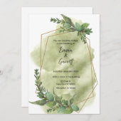 Modern Green Leaf Wedding Invitation Kaart (Voorkant / Achterkant)