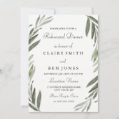 Modern Green Leaf Wedding Rehearsal Dinner Invite Kaart (Voorkant)
