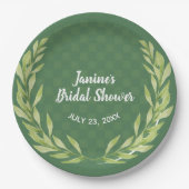 Modern Green Leaf Wreath  Papieren Bordje (Voorkant)