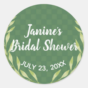 Modern Green Leaf Wreath  Ronde Sticker