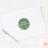 Modern Green Leaf Wreath Ronde Sticker (Envelop)
