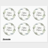 Modern Green Leaf Wreath Wedding Engagement Party Ronde Sticker (Vel)
