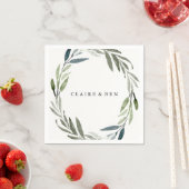 Modern Green Leaf Wreath Wedding Napkin Servetten (Insitu)
