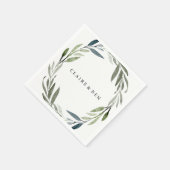 Modern Green Leaf Wreath Wedding Napkin Servetten (Hoek)