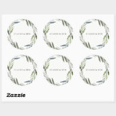 Modern Green Leaf Wreath Wedding Sticker (Vel)