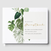 Modern Green Leafy Palm Tropical Foliage Wedding Gastenboek (Voorkant)