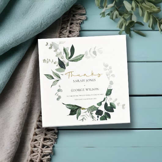 Modern Green Leafy Tropical Foliage Chic Wedding Servet