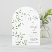 Modern Green Leaves Elegant Wedding Kaart (Staand voorkant)