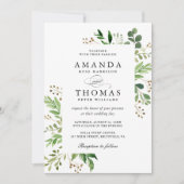 Modern Green Leaves Foliage Lijst Wedding Kaart (Voorkant)