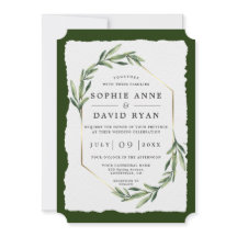 Modern Green Leaves Gold Lijst Wedding