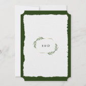 Modern Green Leaves Gold Lijst Wedding Kaart (Achterkant)