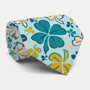 Modern Green Lucky Clover Shamrock Pattern Neck Ti Stropdas