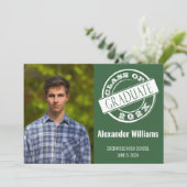 Modern Green Male Photo Afstudeerder Graduparty Kaart (Staand voorkant)