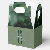 Modern Green Marble Monogram Wedding Bedankdoosjes (Geopend)