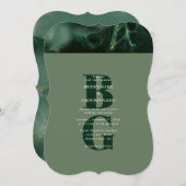 Modern Green Marble Monogram Wedding Kaart (Voorkant / Achterkant)