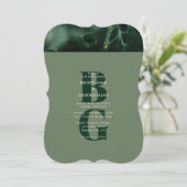 Modern Green Marble Monogram Wedding Kaart (Staand voorkant)