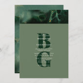 Modern Green Marble Monogram Wedding Kaart (Voorkant / Achterkant)